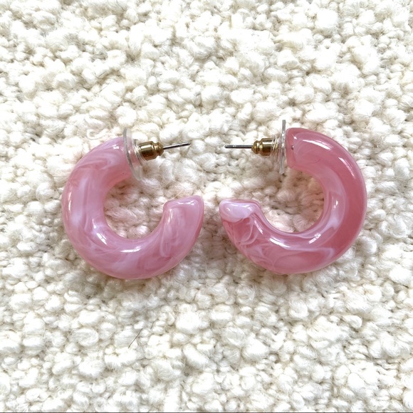 Urban Outfitters Pink Acrylic Resin Statement Earrings - Picture 2 of 3